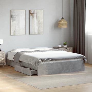 vidaXL Bedframe met lades bewerkt hout betongrijs 120x200 cm, Huis en Inrichting, Slaapkamer | Bedden, Verzenden, Nieuw, Twijfelaar