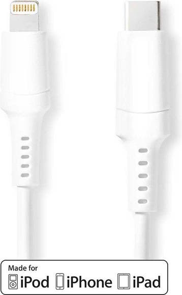 Lightning Kabel USB C - 2 m - 480Mbps - Wit - Nedis, Verzenden, Zo goed als nieuw