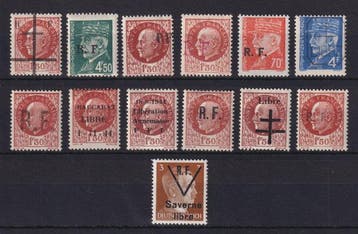 Frankrijk 1944 - Verzameling van 13 postzegels van de, Gestempeld