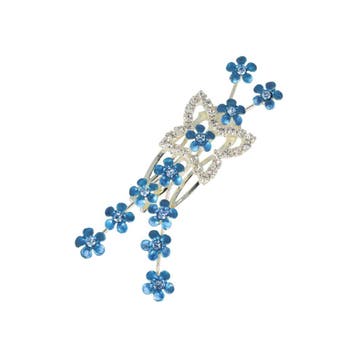 Sierkam - Bloemetjes met Strass Steentjes - Metaal - Zilver, Nieuw