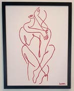 Liesens - Love is the drug (Handpainted on white canvas met, Antiek en Kunst