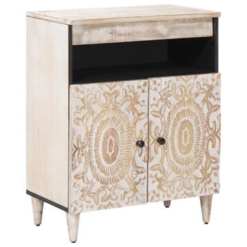 vidaXL Dressoir met opslag Wit 60 x 33,5 x 75 cm Massief, Verzenden, Nieuw