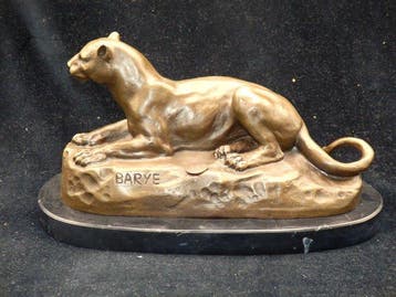 After Barye - sculptuur, Fraaie bronzen beeld van een