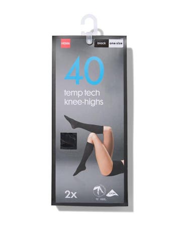 HEMA Temptech kniekousen - 2 paar zwart, Verzenden, Nieuw, Zwart