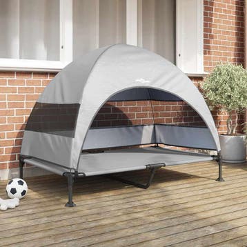 vidaXL Verhoogd Hondenbed Zilvergrijs 127 x 81 x 108 cm Stof, Verzenden, Nieuw