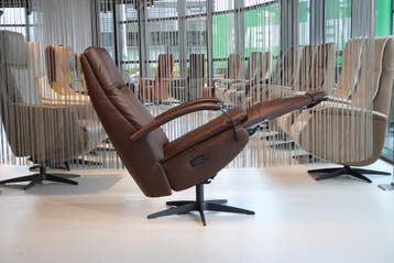Gealux relaxfauteuil Twinz 6021 Leer Brown 3 motoren + accu, Ophalen of Verzenden, Nieuw, Leer, Design, modern