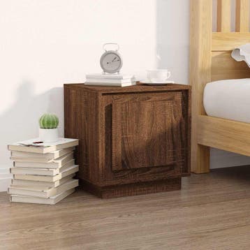 vidaXL Nachtkastje 44x35x45 cm bewerkt hout bruin eikenkleur, Minder dan 45 cm, Verzenden, Nieuw, Minder dan 55 cm