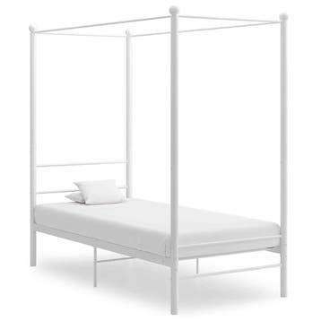 vidaXL Hemelbedframe metaal wit 90x200 cm, Huis en Inrichting, 90 cm, Eenpersoons, Verzenden, Wit