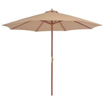 vidaXL Parasol met houten paal 300 cm taupe, Verzenden, Nieuw, 3 tot 4 meter