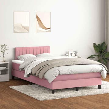 vidaXL Boxspring met matras en LED fluweel roze 120x220 cm, Verzenden, Nieuw, Stof