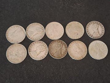 Italië, Republiek 500 Lire argento (10 monete) (Zonder