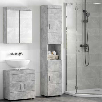 vidaXL Badkamerkastenset TULUM Beton Grijs 37 x 31,5 x 203, Verzenden, Nieuw