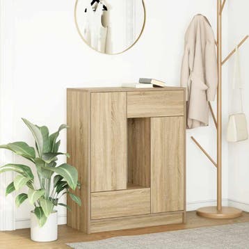 vidaXL Dressoir met lades en deuren 73x31x90 cm sonoma, Verzenden, Nieuw, Overige houtsoorten, Minder dan 50 cm