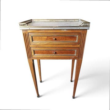 Salontafel - Hout, Marmer, Messing - nachtkastje