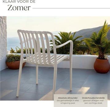 2dekans | tectake® Set van 2 Tuinstoelen Alcudia - Taupe -, Ophalen of Verzenden, Zo goed als nieuw