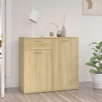 vidaXL Dressoir 80x36x75 cm bewerkt hout sonoma eikenkleurig, Verzenden, Nieuw, 50 tot 100 cm, 25 tot 50 cm