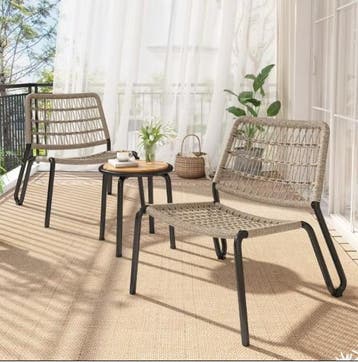 3-delige Bistroset – Touwstoelen en Tafel van Acaciahout, Verzenden, Nieuw