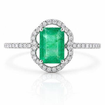 Zonder minimumprijs - Ring Platina - 1.16ct. tw. Smaragd -, Nieuw