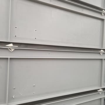 Stapelbak met deksel, 600x400x22 mm, euronorm, grijs pp,, Gebruikt, 40 tot 60 cm, 50 tot 75 cm, Ophalen of Verzenden