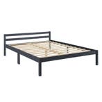 Houten bed Nakkila met bedbodem 140x200 cm donkergrijs, Huis en Inrichting, Slaapkamer | Bedden, Verzenden, Nieuw