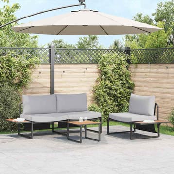 vidaXL Tuin eettafelset 3 st Lichtgrijs Staal, Verzenden, Nieuw, Rvs, 3 zitplaatsen