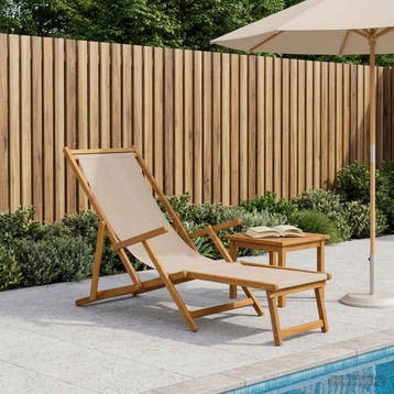 vidaXL Opvouwbare zonnebed Massief Eucalyptus Hout Beige, Tuin en Terras, Verzenden, Nieuw