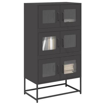 vidaXL buffetkast 68x39x123 cm staal zwart, Verzenden, Nieuw, Metaal