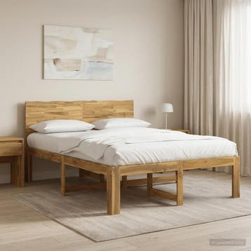 vidaXL Tweepersoonsbed met hoofdeinde ROSTOCK Wit 160 x 200, Huis en Inrichting, Verzenden, Wit, Hout, Nieuw