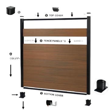 Modulair Schutting Composiet Walnoot 180x180 Cm (zonder, Nieuw