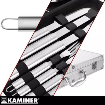 Kaminer Complete barbecue gereedschapset 26 delig met rvs..., Ophalen of Verzenden, Nieuw