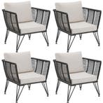 Loungestoelen set Sundo in touwdesign - Set van 4, Tuin en Terras, Tuinsets en Loungesets, Verzenden, Nieuw