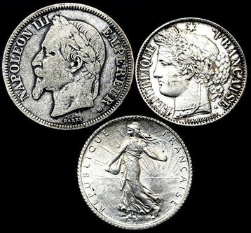 Portugal. Lote de 3 Moedas de Prata – Napoleão III 1869 BB