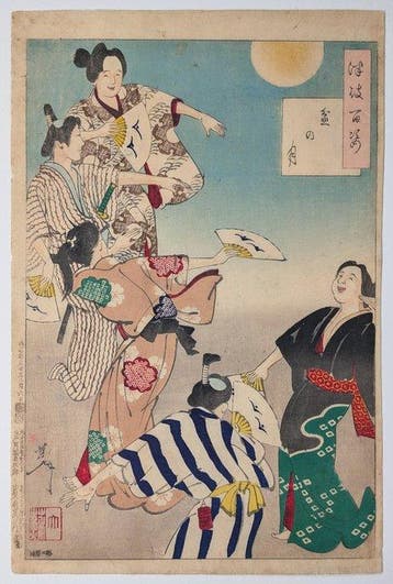 Tsukioka Yoshitoshi • Maan tijdens het Bon-feest • Japanse, Antiek en Kunst