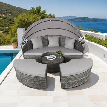 Wicker zonne-eiland Santorini - grijs, Verzenden, Nieuw