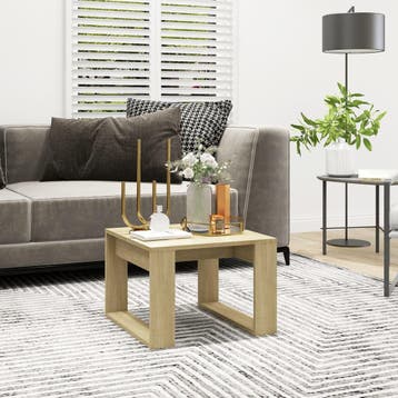 vidaXL Bijzettafel 50x50x35 cm bewerkt hout sonoma, 50 tot 100 cm, Verzenden, Nieuw, 50 tot 100 cm