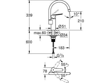 GROHE QuickFix Start - eengreeps keukenmengkraan - hoge, Verzenden, Zo goed als nieuw