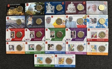 Vaticaan. 50 Cents 2010/2019 (22 coincards) (Zonder