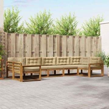 vidaXL Buiten bankenset 7 st Natuurlijk en Beige, Verzenden, Nieuw