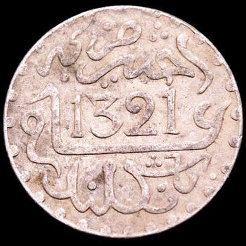 Marokko. Abdelaziz (1894-1908). ½ Dirham London mint, 1321