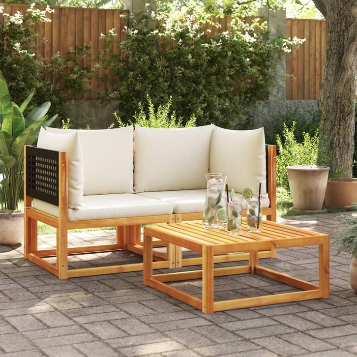 vidaXL Tuinbanken Hoekbanken met Kussens 2 st acaciahout &, Tuin en Terras, Tuinsets en Loungesets, Nieuw, Hardhout, Verzenden