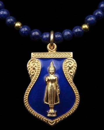 Lapis lazuli - Beschermende Boeddha – Klooster Medaille –