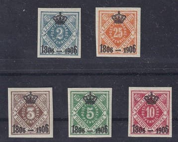 Württemberg 1906 - Württemberg 107-11 PU **, Postzegels en Munten, Gestempeld