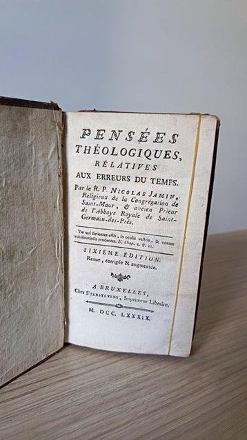 Nicolas Jamin - Pensées théologiques relatives aux erreurs, Antiek en Kunst