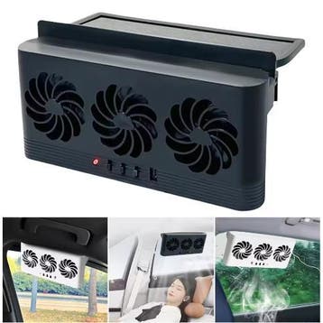 Auto Ventilator Zonne Energie 3 Fans Raam USB Ventilatie, Verzenden, Nieuw