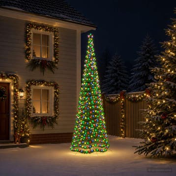 vidaXL Led-kerstboom met tinsel en grondpen EKENAS 400 cm, Diversen, Verzenden, Nieuw