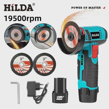 HILDA 12V Mini Haakse Slijper - Draadloos, Oplaadbaar voor S, Doe-het-zelf en Verbouw, Verzenden, Nieuw