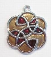 Metalen hanger bloem keltisch met bruin/beige epoxy 36 x..., Ophalen of Verzenden, Nieuw, Bedel