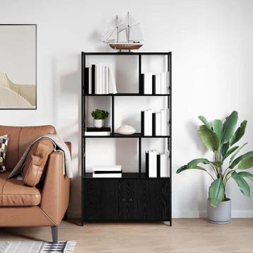 vidaXL Boekenkast 80 x 30 x 155,5 cm Bewerkt hout Zwart, Huis en Inrichting, Minder dan 50 cm, Verzenden, Nieuw, 150 tot 200 cm