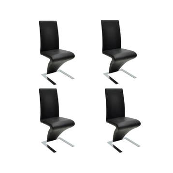 vidaXL Eetkamerstoelen 4 st kunstleer zwart, Verzenden, Nieuw, Zwart