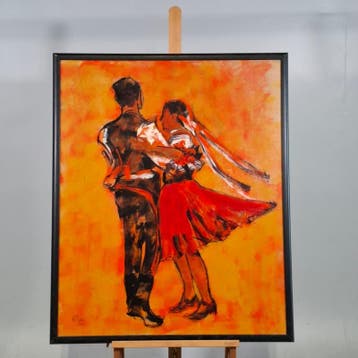 Acryl schilderij op paneel, Maya Wildevuur, Tango, 2000, Nieuw